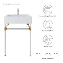 Load image into Gallery viewer, Redeem 24" Silver Stainless Steel Wall-Mount Bathroom Vanity by Modway