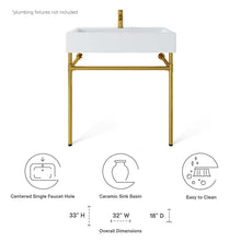Load image into Gallery viewer, Redeem 32" Wall-Mount Gold Stainless Steel Bathroom Vanity by Modway