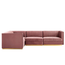 Load image into Gallery viewer, Sanguine 4-Piece Channel Tufted Performance Velvet Left-Facing Modular Sectional Sofa by Modway