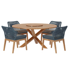 Load image into Gallery viewer, Wellspring 5-Piece Outdoor Patio Teak Wood Dining Set by Modway