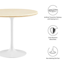 Load image into Gallery viewer, Lippa 36" Round Faux Travertine Dining Table by Modway