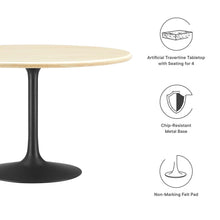 Load image into Gallery viewer, Lippa 48" Round Faux Travertine Dining Table by Modway