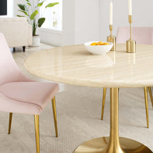 Load image into Gallery viewer, Lippa 48" Round Faux Travertine Dining Table by Modway