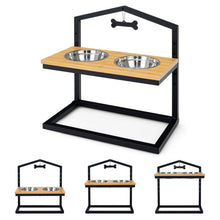 Load image into Gallery viewer, 5 Heights Elevated Pet Feeder with 2 Detachable Stainless Steel Bowl-Natural