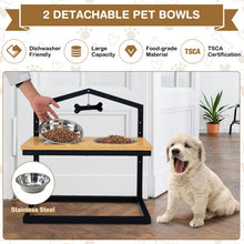 Load image into Gallery viewer, 5 Heights Elevated Pet Feeder with 2 Detachable Stainless Steel Bowl-Natural