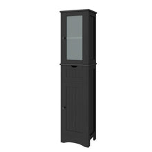 Load image into Gallery viewer, Tall Floor Storage Cabinet with 2 Doors and 1 Drawer for Bathroom-Black