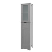 Load image into Gallery viewer, Tall Floor Storage Cabinet with 2 Doors and 1 Drawer for Bathroom-Gray