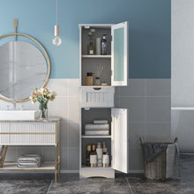Load image into Gallery viewer, Tall Floor Storage Cabinet with 2 Doors and 1 Drawer for Bathroom-White