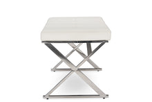 Load image into Gallery viewer, Baxton Studio Herald Modern and Contemporary Stainless Steel and White Faux Leather Upholstered Rectangle Bench