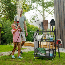 Load image into Gallery viewer, Garden Tool Organizer with Wheels and Hooks-Black