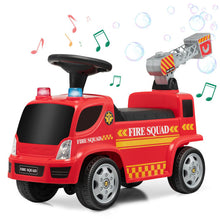 Load image into Gallery viewer, Kids Push Ride On Fire Truck with Ladder Bubble Maker and Headlights-Red
