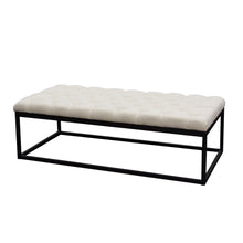 Load image into Gallery viewer, Mateo Black Powder Coat Metal Large Linen Tufted Bench by Diamond Sofa - Desert Sand Linen