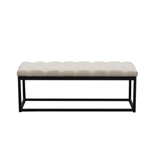 Load image into Gallery viewer, Mateo Black Powder Coat Metal Small Linen Tufted Bench by Diamond Sofa - Desert Sand Linen