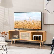 Load image into Gallery viewer, Modern TV Stand with Rattan Glass Sliding Doors-Natural