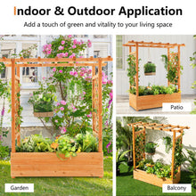 Load image into Gallery viewer, Raised Garden Bed with Trellis or Climbing Plant and Pot Hanging-Natural