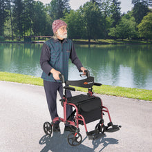 Load image into Gallery viewer, Folding Rollator Walker with Seat and Wheels Supports up to 300 lbs-Red