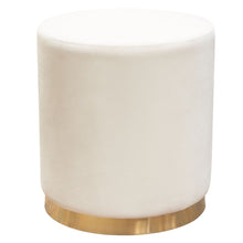 Load image into Gallery viewer, Sorbet Round Accent Ottoman in Cream Velvet w/ Gold Metal Band Accent by Diamond Sofa