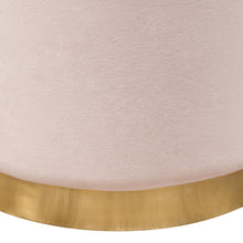 Load image into Gallery viewer, Sorbet Round Accent Ottoman in Blush Pink Velvet w/ Gold Metal Band Accent by Diamond Sofa