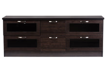 Load image into Gallery viewer, Baxton Studio Adelino 63 Inches Dark Brown Wood TV Cabinet with 4 Glass Doors and 2 Drawers