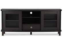 Load image into Gallery viewer, Baxton Studio Walda 60-Inch Greyish Dark Brown Wood TV Cabinet with 2 Sliding Doors and 1 Drawer