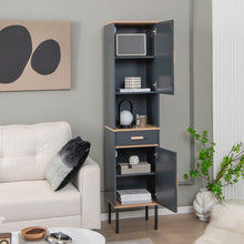 Load image into Gallery viewer, Free-Standing Bathroom Cabinet Narrow Linen with Doors and Drawer-Gray