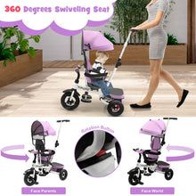 Load image into Gallery viewer, Folding Tricycle Baby Stroller with Reversible Seat and Adjustable Canopy-Pink