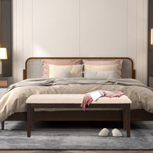 Load image into Gallery viewer, Upholstered Ottoman Bench with Padded Cushion-Beige