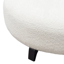 Load image into Gallery viewer, Vesper Round Ottoman in Faux White Shearling w/ Black Wood Leg Base by Diamond Sofa