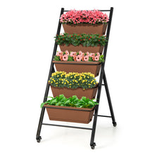 Load image into Gallery viewer, 5-Tier Vertical Raised Garden Bed with Wheels and Container Boxes-Brown