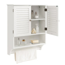 Load image into Gallery viewer, 2-Doors Bathroom Wall-Mounted Medicine Cabinet with Towel Bar-White