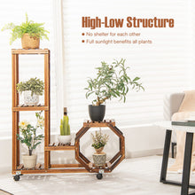 Load image into Gallery viewer, 6-Tier Wooden Plant Stand with Wheels-Brown