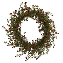 Load image into Gallery viewer, 20" Boxwood and Berries Artificial Wreath