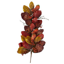 Load image into Gallery viewer, 36" Autumn Magnolia Leaf with Berries Artificial Tear Drop