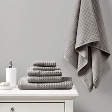 Load image into Gallery viewer, 6 Piece Spa Waffle Cotton Jacquard Towels Set MP73-7179 By Olliix