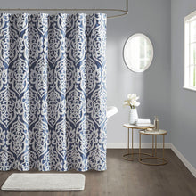 Load image into Gallery viewer, Madison Park Odette 100% Polyester Jacquard Shower Curtain- Navy MP70-6876 By Olliix