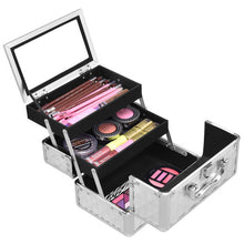 Load image into Gallery viewer, Beauty Cosmetic Makeup Case with Mirror & Extendable Trays-Silver