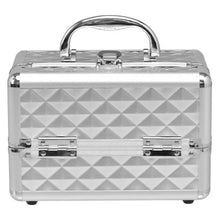 Load image into Gallery viewer, Beauty Cosmetic Makeup Case with Mirror & Extendable Trays-Silver