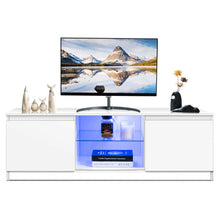 Load image into Gallery viewer, 50" TV Stand Cabinet with LED Shelves Modern-White