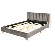 Load image into Gallery viewer, Queen Tufted Upholstered Platform Bedstead Flannel Headboard-Light Gray