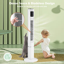 Load image into Gallery viewer, Portable 48 Inch Oscillating Standing Bladeless Tower Fans with 3 Speeds Remote Control-White