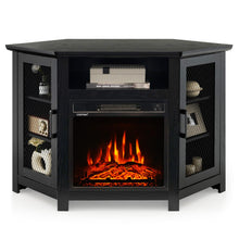 Load image into Gallery viewer, Corner TV Stand with 18 Inch Electric Fireplace for TVs up to 50 Inch-Black