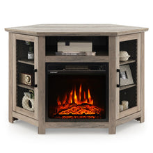 Load image into Gallery viewer, Corner TV Stand with 18 Inch Electric Fireplace for TVs up to 50 Inch-Gray