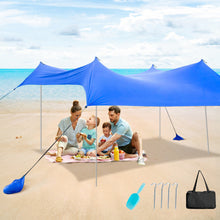 Load image into Gallery viewer, 10 x 10 Feet Large Beach Sunshade Beach Tent Canopy with Sandbags-Blue