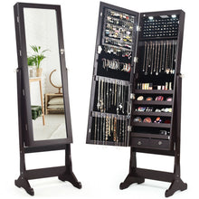 Load image into Gallery viewer, Lockable Mirrored Jewelry Cabinet with Stand and Led Lights-Brown
