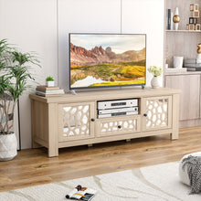 Load image into Gallery viewer, 55 Inch Retro TV Stand Media Entertainment Center with Mirror Doors and Drawer-Natural