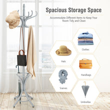 Load image into Gallery viewer, Wood Standing Hat Coat Rack with Umbrella Stand-Gray