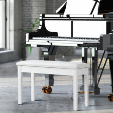 Load image into Gallery viewer, Solid Wood PU Leather Padded Piano Bench Keyboard Seat-White