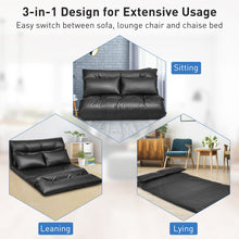 Load image into Gallery viewer, Foldable PU Leather Leisure Floor Sofa Bed w/ 2 Pillows