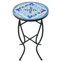 Load image into Gallery viewer, Mosaic Side Round Balcony Bistro End Table with Ceramic Tile Top