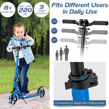 Load image into Gallery viewer, Aluminum Folding Kick Scooter with LED Wheels for Adults and Kids-Blue
